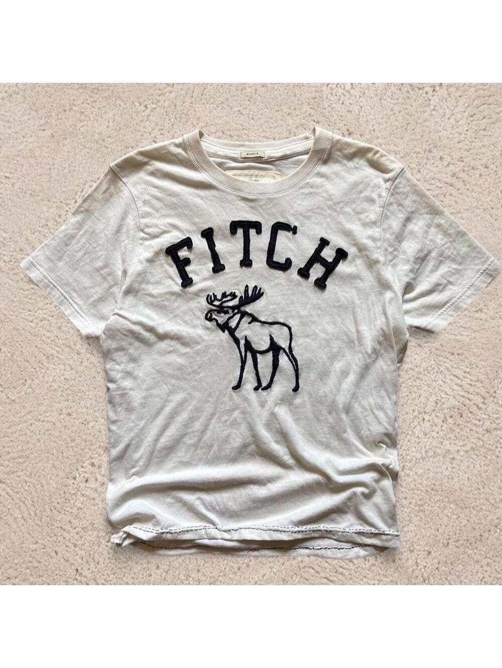 Crazy fire Y2K Abercrombie & Fitch white tee